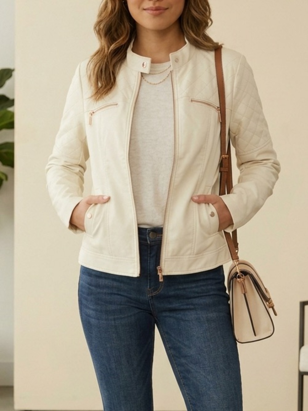 GUESS Quilted Moto Jacket SZ XL